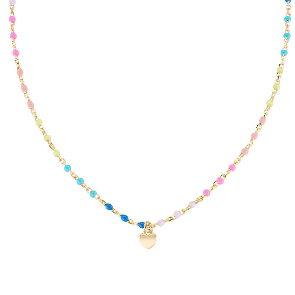 Amen Collana Argento Dorato Cuore e Smalto