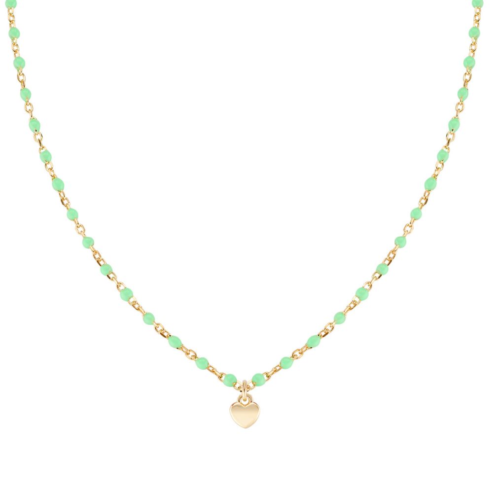 Amen Collana Argento Dorato Cuore e Smalto Verde