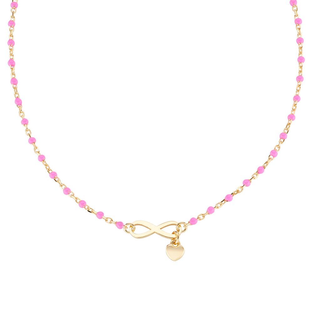 Amen Collana Argento Dorato Infinito Cuore e Smalto