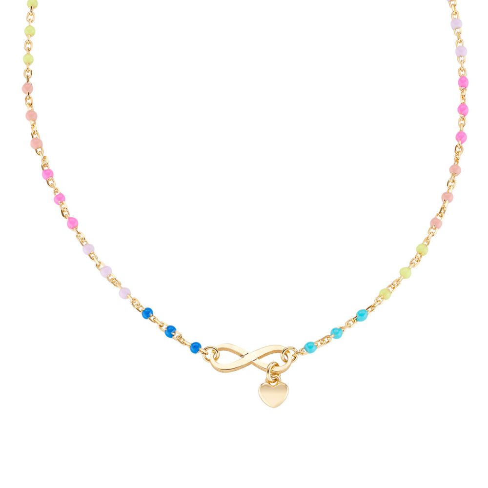 Amen Collana Argento Dorato Infinito Cuore e Smalto