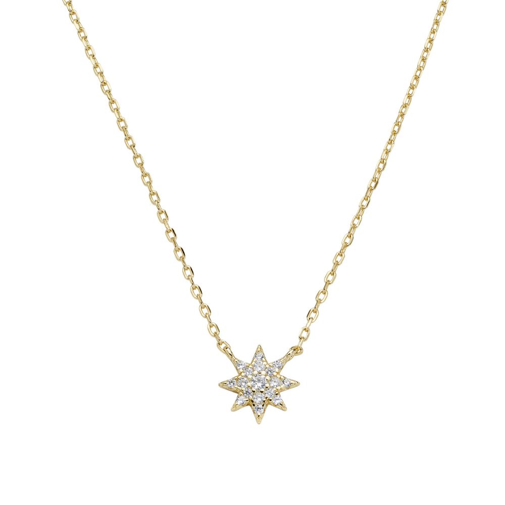 Amen Collana Argento Gold Stella Zirconata