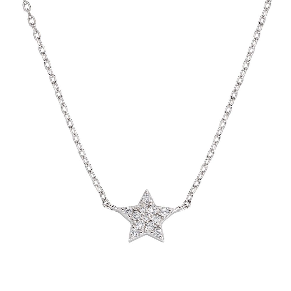 Amen Collana Argento Rodiato Stella Zirconata