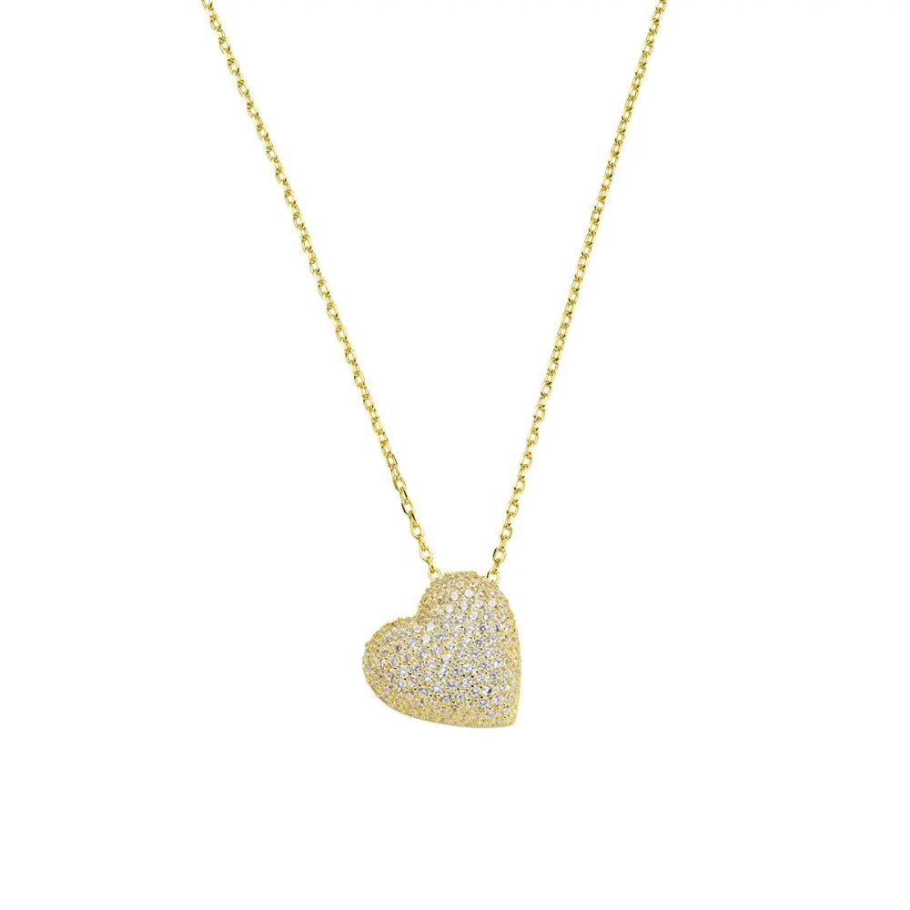 Amen Collana Argento Gold Cuore Zirconato