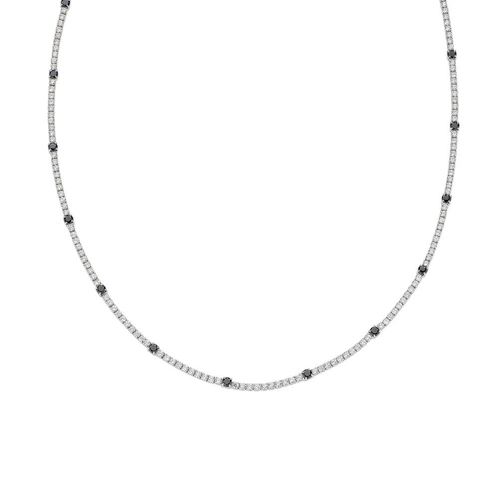 Amen Collana Tennis Argento Zirconi Bianchi e Neri
