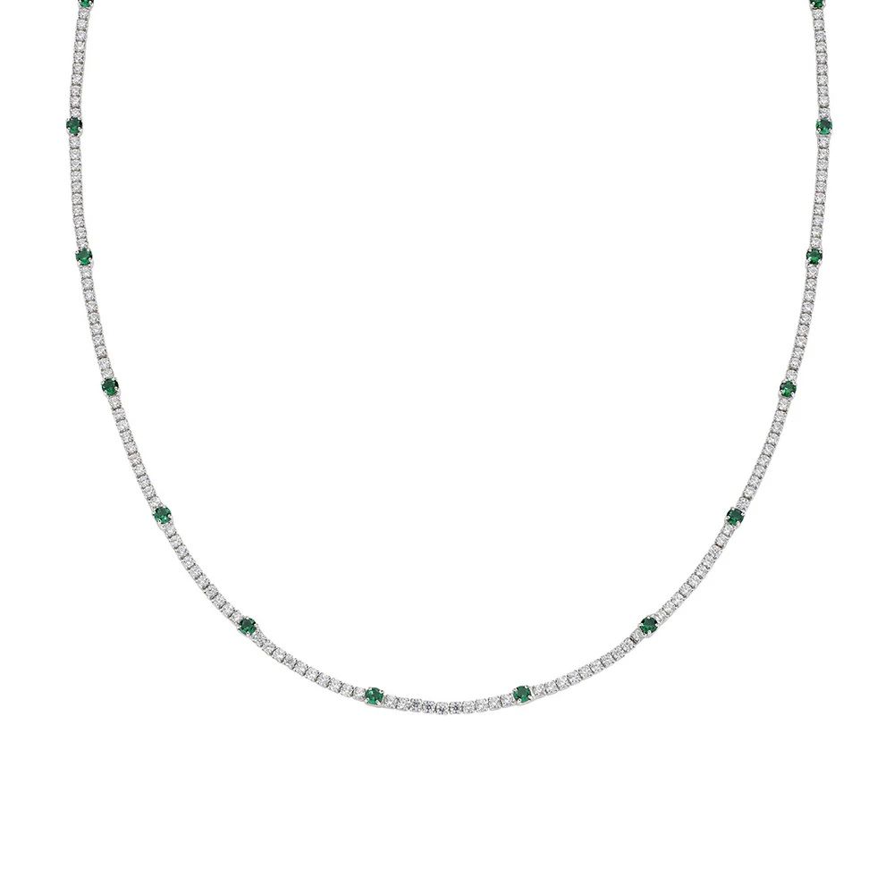 Amen Collana Tennis Argento Zirconi Bianchi e Verdi
