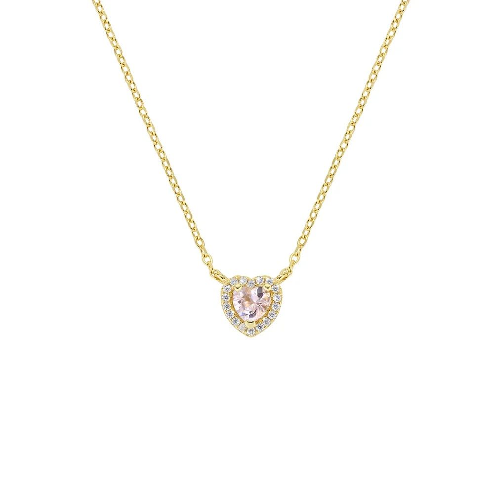 Amen Collana Argento Gold Dolce Cuore Rosa Morganite