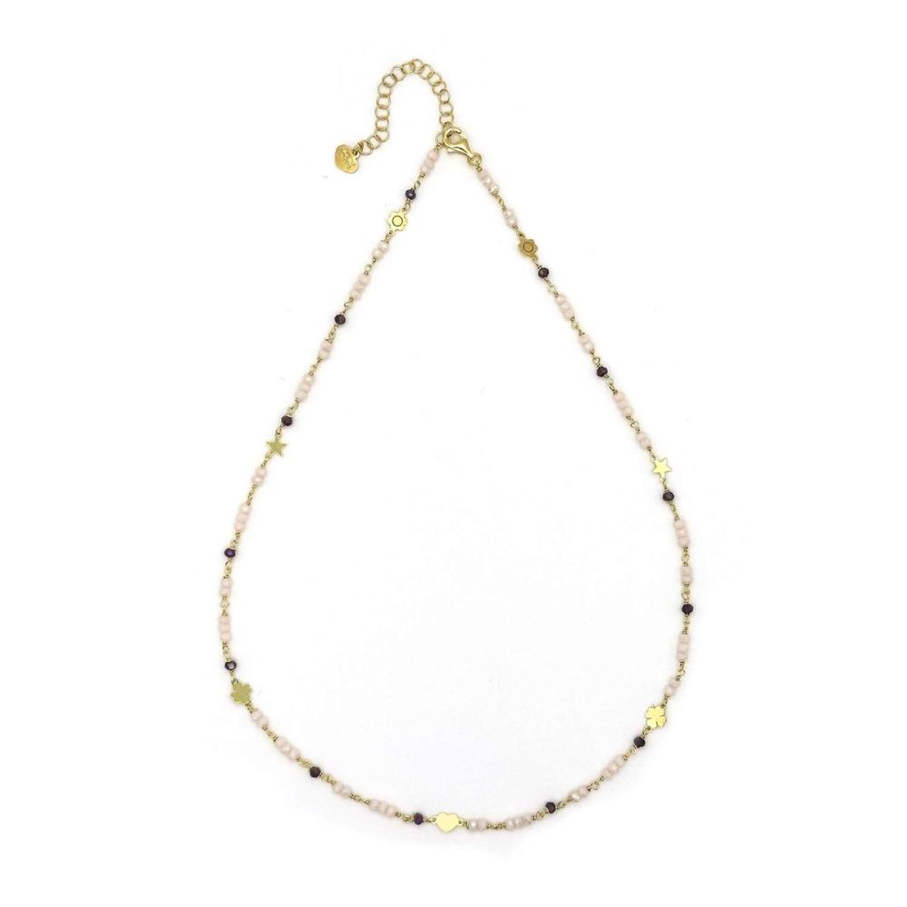  Io & Te Collana Argento Gold Charm e Cristalli