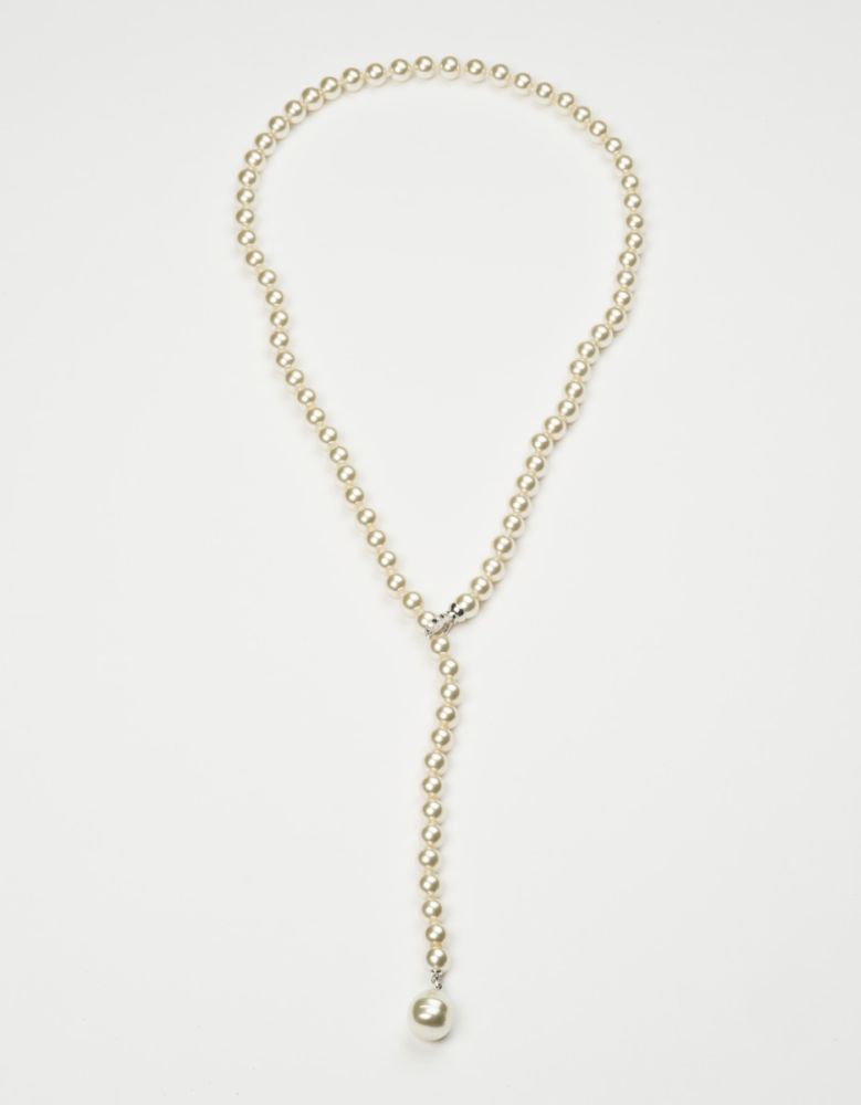 Barbieri Collana Metallo Rodiato Perle Vetro 8 mm