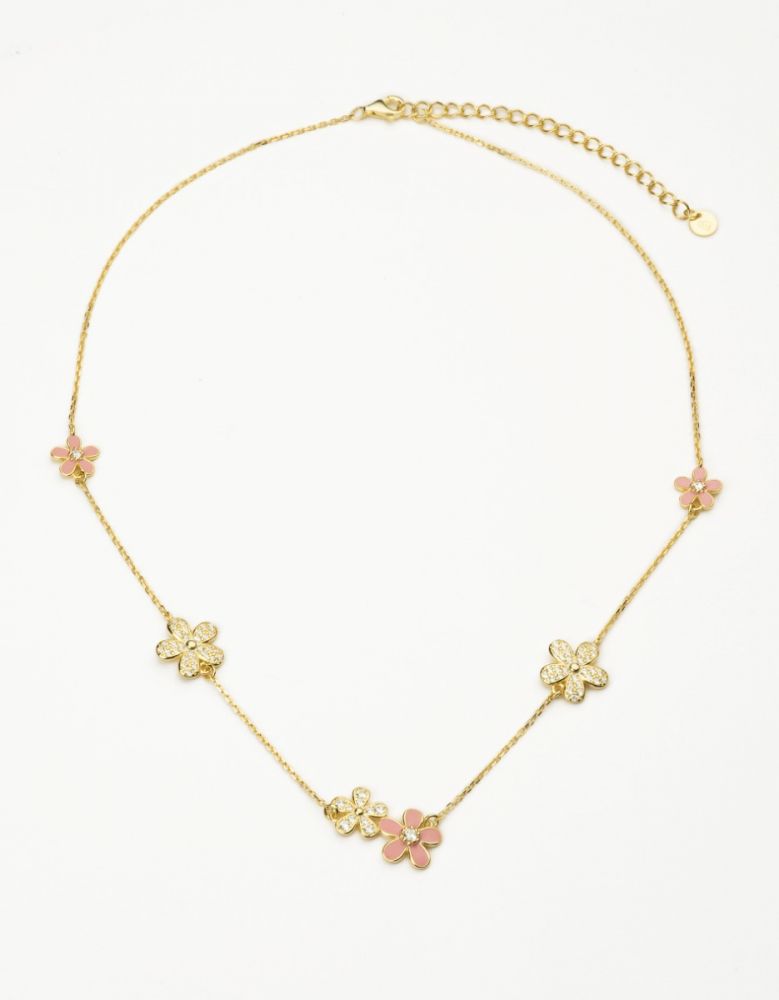 Barbieri Collana Argento Gold Fiori e Smalto