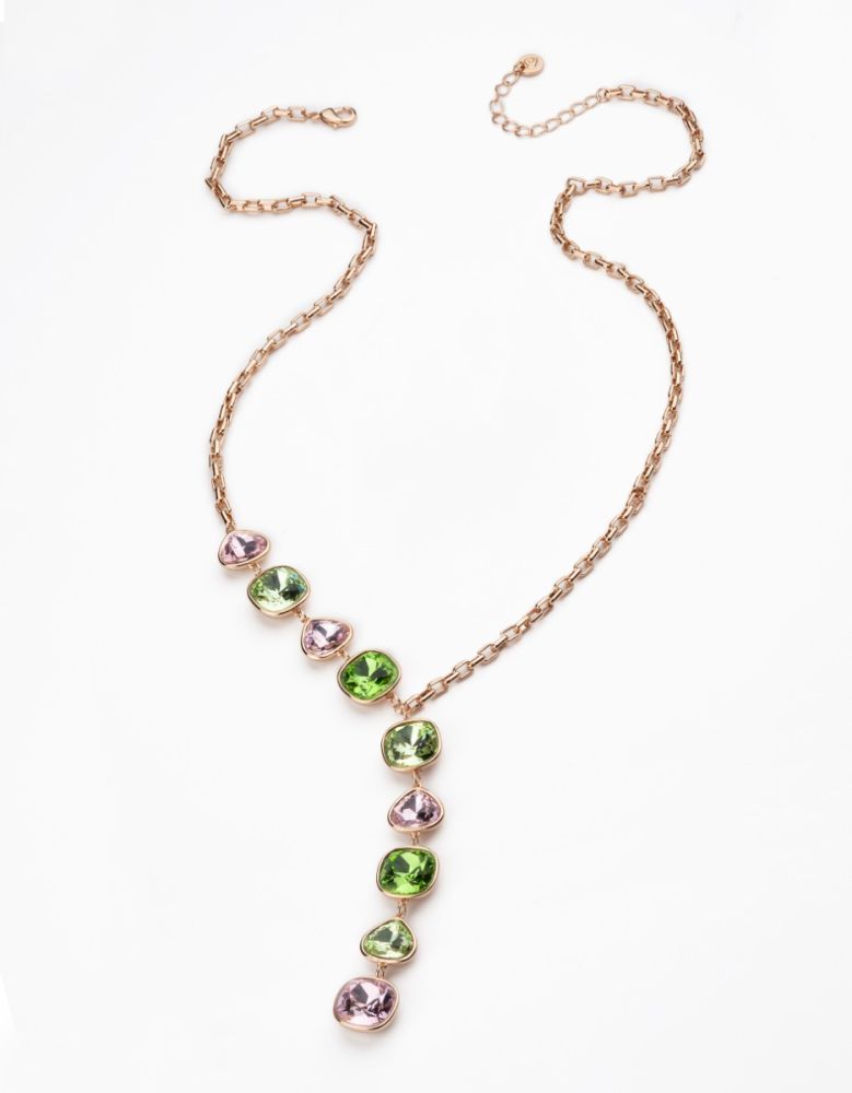 Barbieri Collana ad Y Metallo Rosato e Cristalli