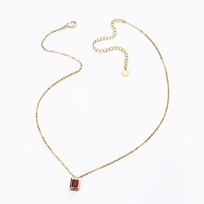 Barbieri Collana Metallo Dorato Cristallo Rosso