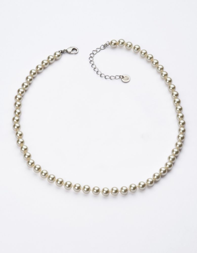 Barbieri Collana Metallo Rodiato Perle Crema