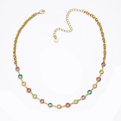 Barbieri Collana Metallo Dorato Fiori Cristalli