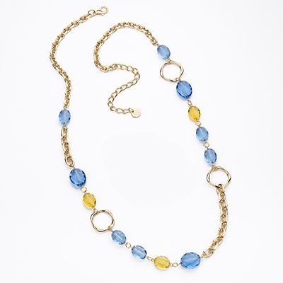 Barbieri Collana Metallo Dorato Cristalli Multicolor