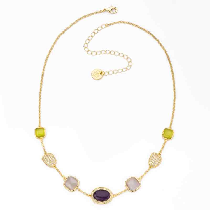 Barbieri Collana Metallo Dorato Pietre Multicolor