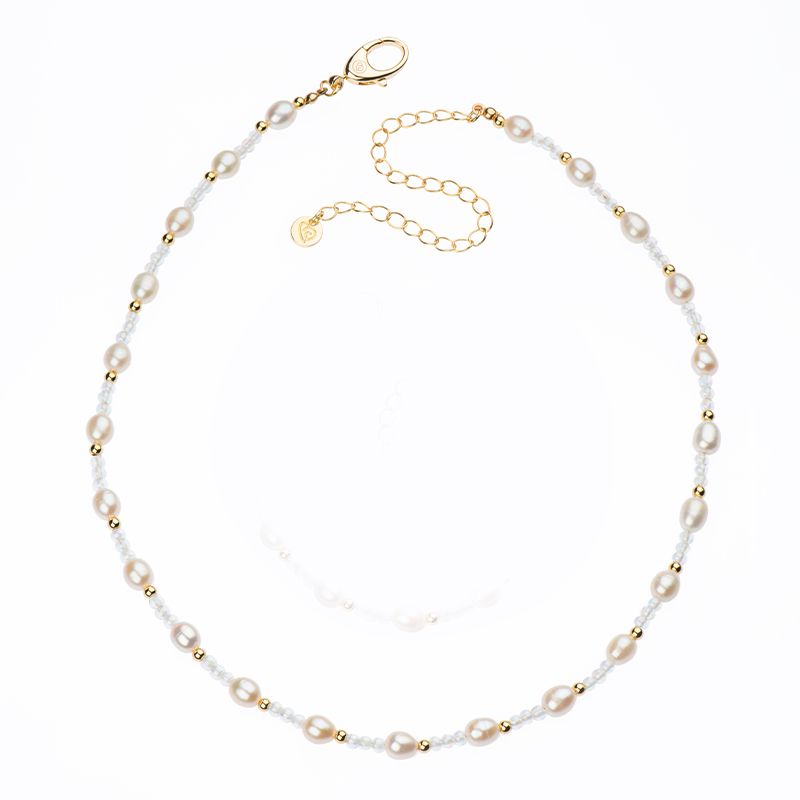 Barbieri Collana Metallo Dorato Perle e Cristalli