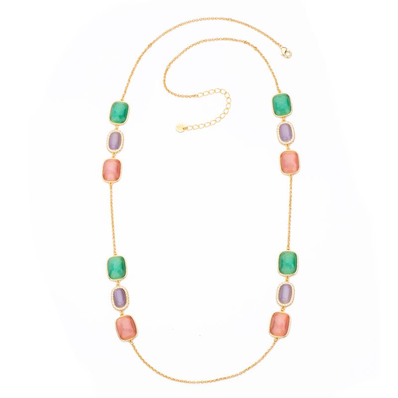 Barbieri Collana Metallo Dorato Pietre Multicolor