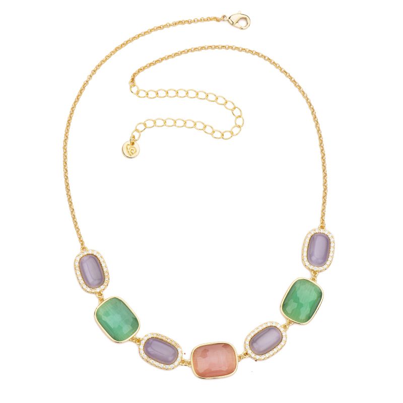 Barbieri Collana Metallo Dorato Pietre Multicolor