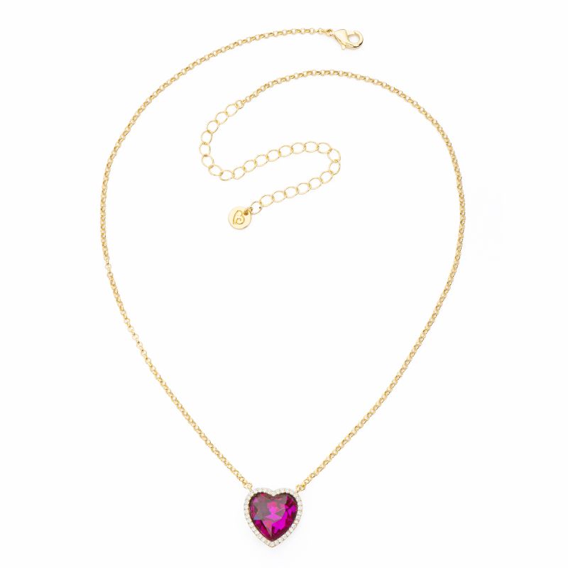 Barbieri Collana Metallo Dorato Cuore Fucsia
