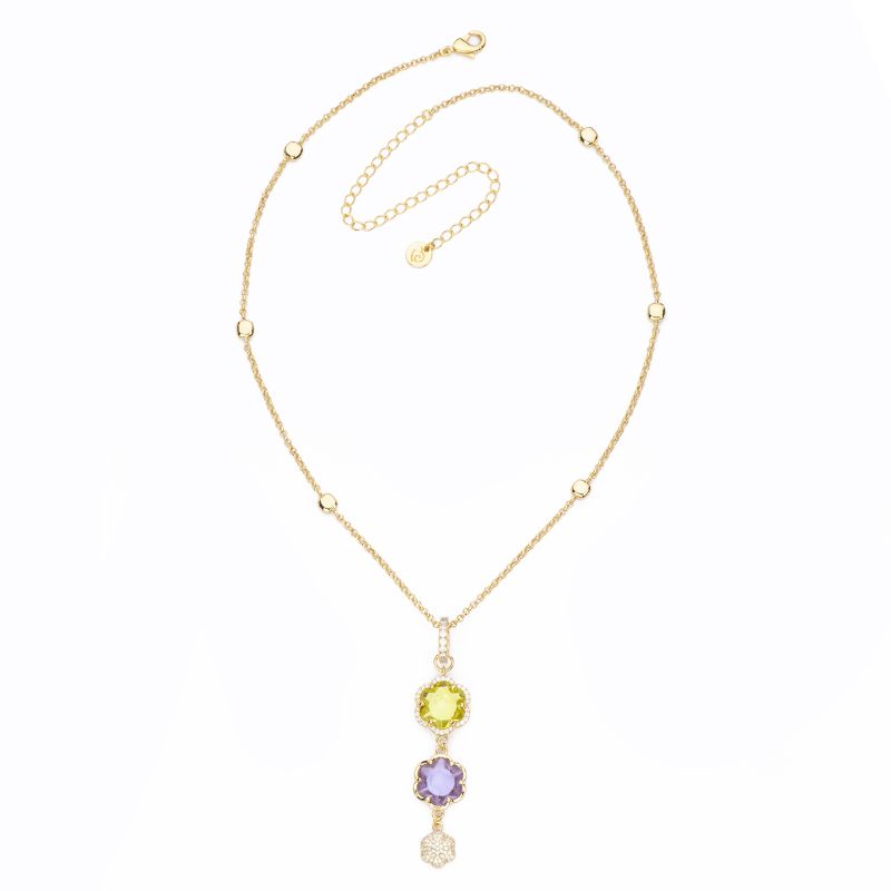 Barbieri Collana Metallo Dorato Cristalli Multicolor