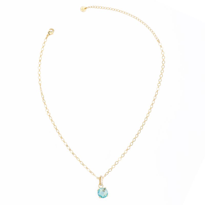 Barbieri Collana Metallo Dorato Cristallo Acquamarina
