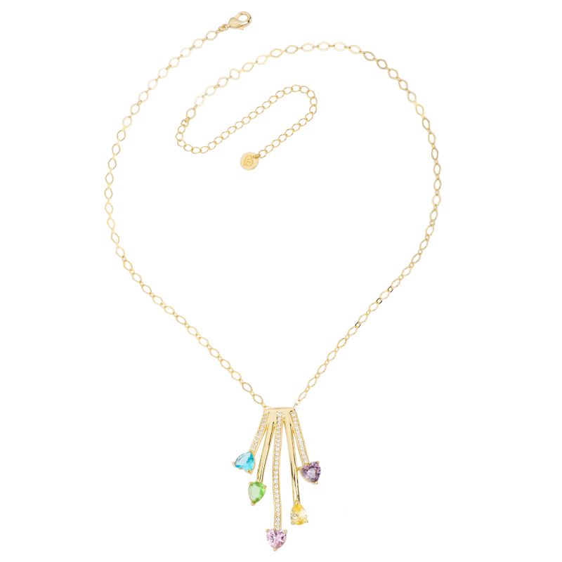 Barbieri Collana Metallo Dorato Cristalli Multicolor