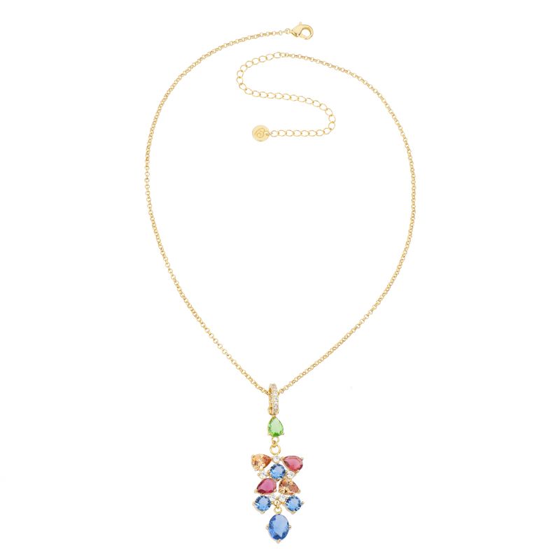 Barbieri Collana Metallo Dorato Cristalli Multicolor