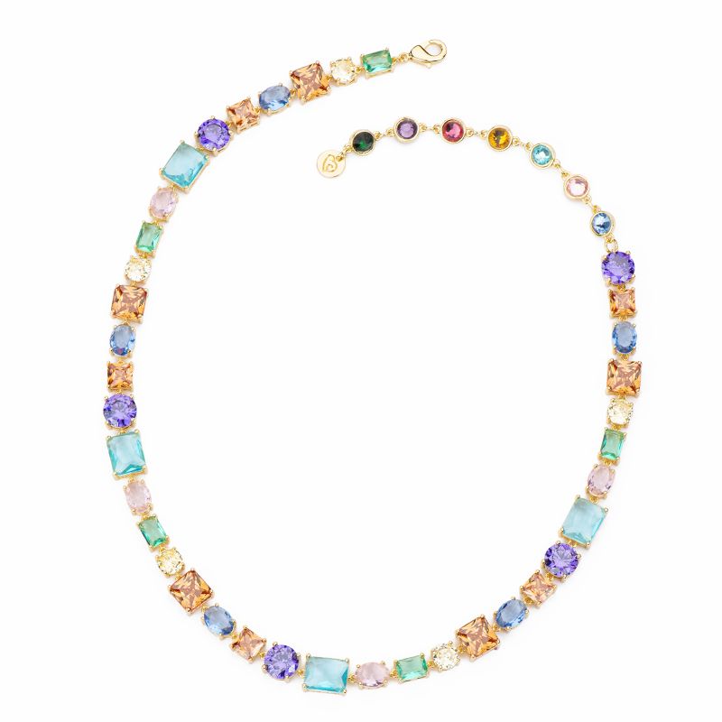 Barbieri Collana Metallo Dorato Cristalli Multicolor