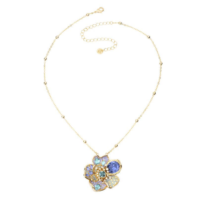 Barbieri Collana Metallo Dorato Cristalli Multicolor