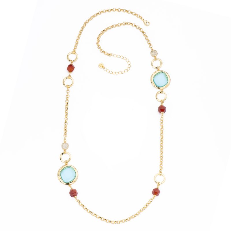 Barbieri Collana Metallo Gold Cristalli e Pietre