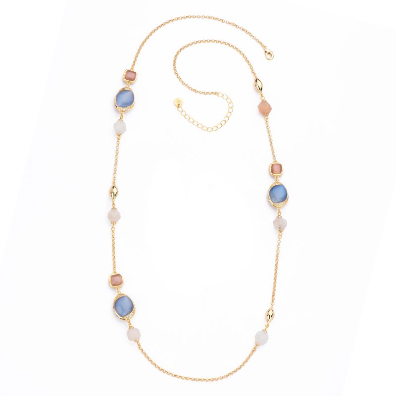 Barbieri Collana Metallo Gold Pietre Multicolor