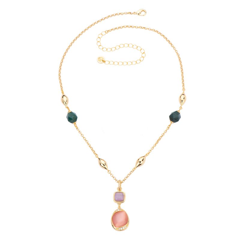 Barbieri Collana Metallo Gold Pietre Multicolor