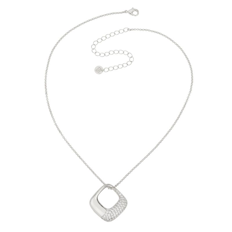Barbieri Collana Metallo Rodiato Rombo Zirconato