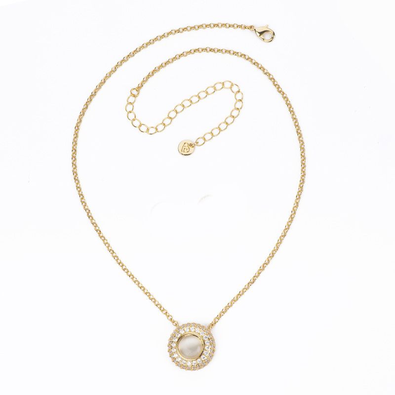 Barbieri Collana Metallo Dorato Cristallo e Zirconi