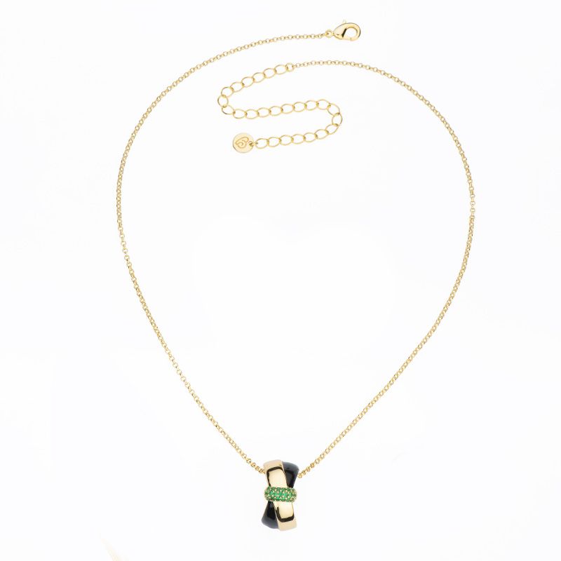 Barbieri Collana Metallo Dorato Smalto e Zirconi