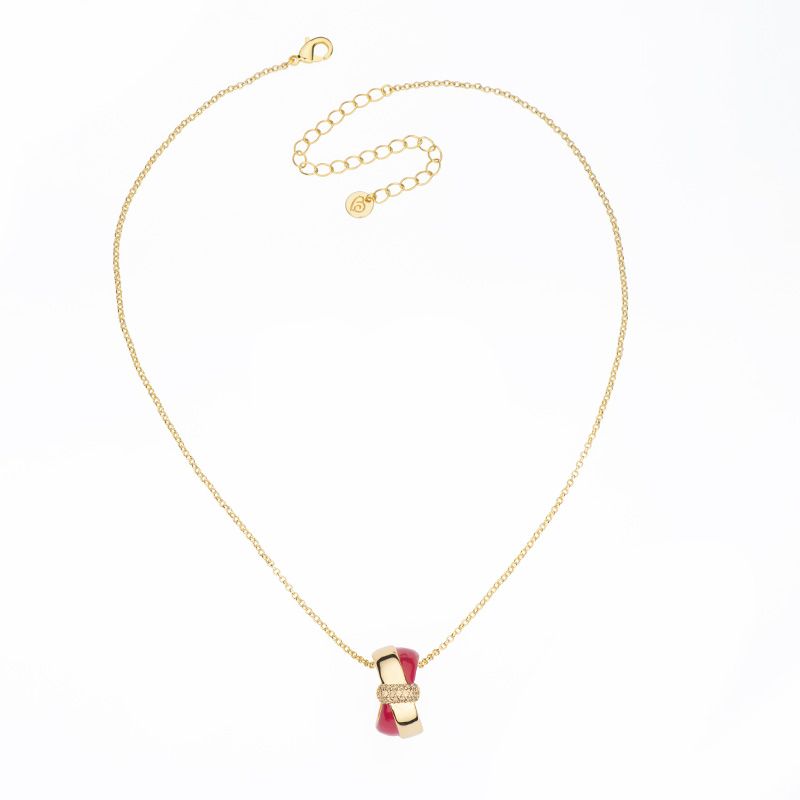 Barbieri Collana Metallo Dorato Smalto e Zirconi