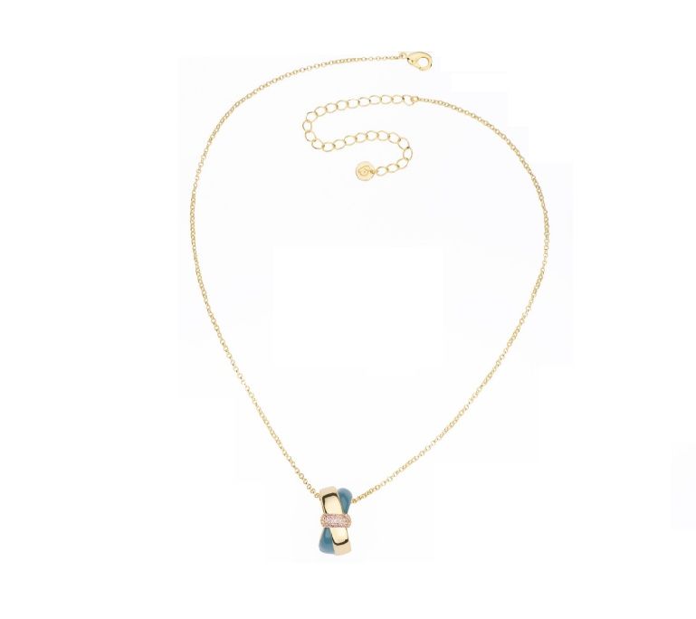 Barbieri Collana Metallo Dorato Smalto e Zirconi