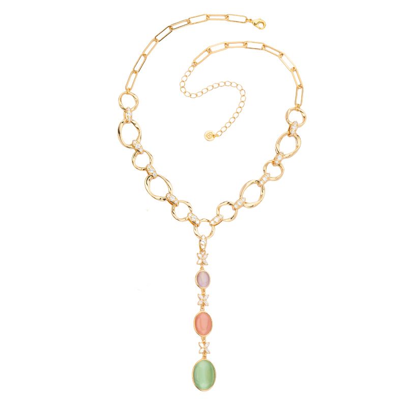 Barbieri Collana Metallo Gold Pietre e Zirconi