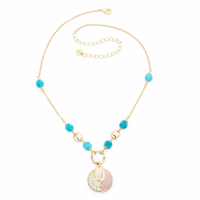 Barbieri Collana Metallo Gold Pietre e Zirconi