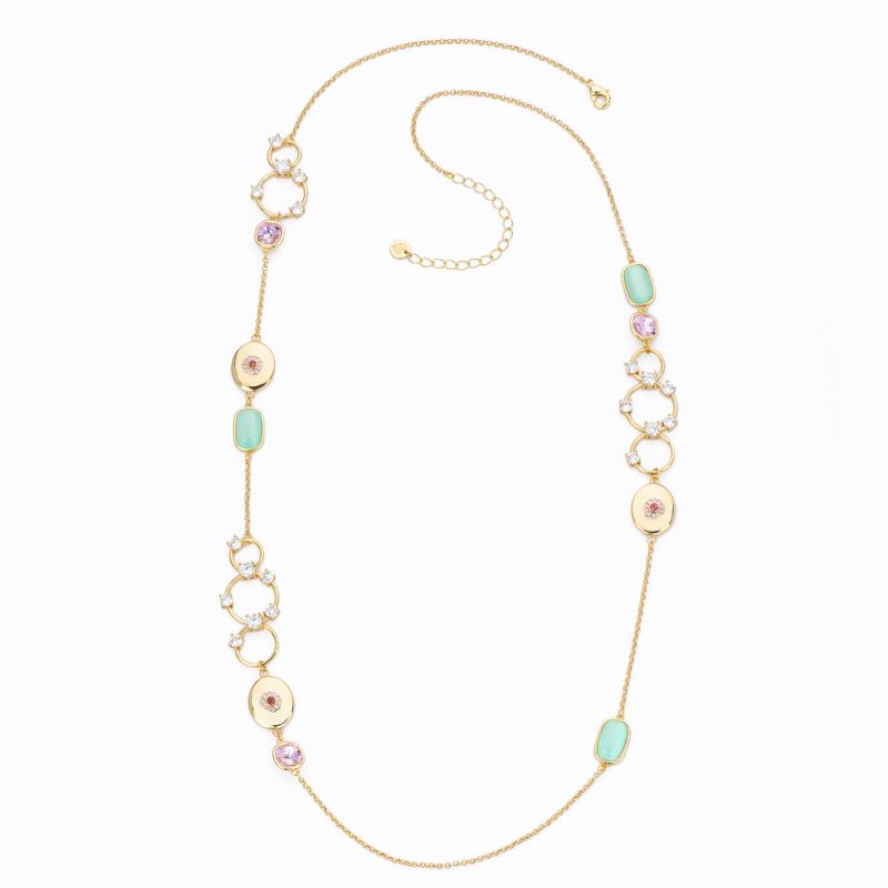 Barbieri Collana Metallo Gold Pietre e Cristalli