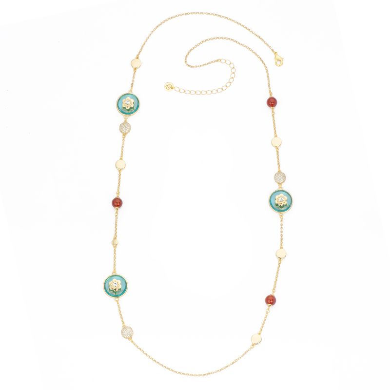 Barbieri Collana Metallo Gold Pietre e Cristalli