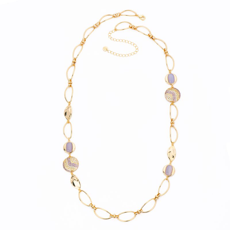 Barbieri Collana Metallo Gold Pietre e Zirconi