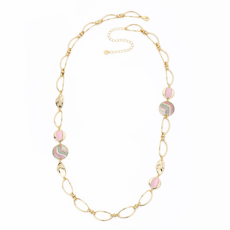 Barbieri Collana Metallo Gold Pietre e Zirconi