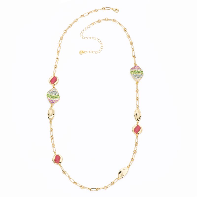 Barbieri Collana Metallo Gold Pietre e Zirconi