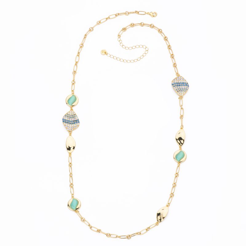 Barbieri Collana Metallo Gold Pietre e Zirconi