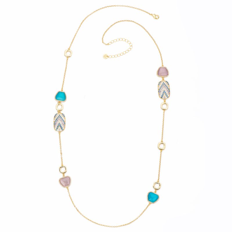 Barbieri Collana Metallo Gold Pietre e Zirconi