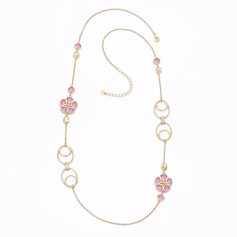 Barbieri Collana Metallo Dorato Primula Rosa
