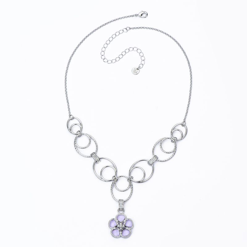 Barbieri Collana Metallo Rodiato Primula Lilla