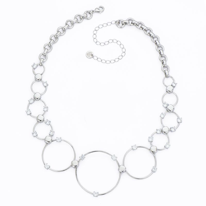 Barbieri Collana Metallo Anelli e Zirconi