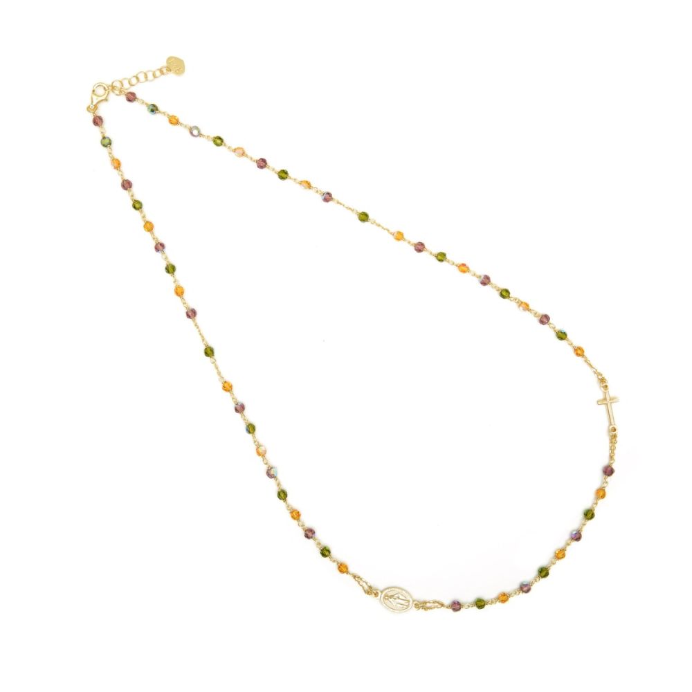 Io & Te Collana Rosario Argento Gold Cristalli Multicolor